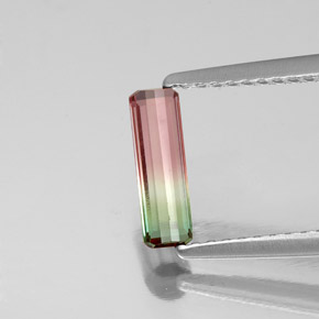 Turmalina multicolorido natural 0,52ct, corte esmeralda, VS