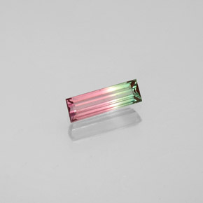 Turmalina multicolorido natural 0,32ct, baguete, VS-SI