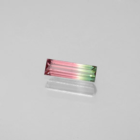 Turmalina multicolorido natural 0,32ct, baguete, VS-SI