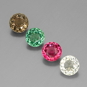 Pedras preciosas de turmalina multicolorido natural de  ct, corte redondo, VS