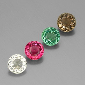 Pedras preciosas de turmalina multicolorido natural de  ct, corte redondo, VS