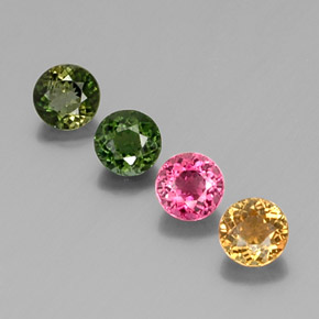 Pedras preciosas de turmalina multicolorido natural de  ct, corte redondo, VS
