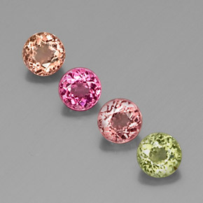Pedras preciosas de turmalina multicolorido natural de  ct, corte redondo, VVS-VS