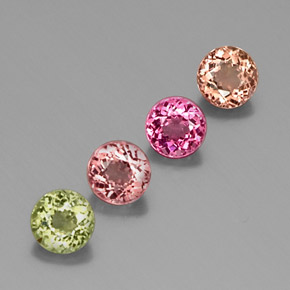 Pedras preciosas de turmalina multicolorido natural de  ct, corte redondo, VVS-VS