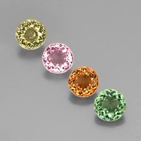 Pedras preciosas de turmalina multicolorido natural de  ct, corte redondo, VVS-VS