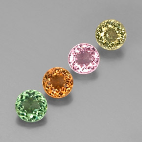 Pedras preciosas de turmalina multicolorido natural de  ct, corte redondo, VVS-VS