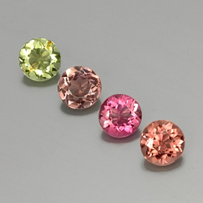 Pedras preciosas de turmalina multicolorido natural de  ct, corte redondo, VVS-VS