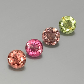 Pedras preciosas de turmalina multicolorido natural de  ct, corte redondo, VVS-VS