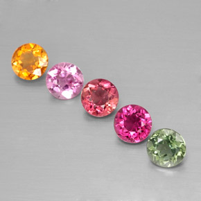 Pedras preciosas de turmalina multicolorido natural de  ct, corte redondo, VS