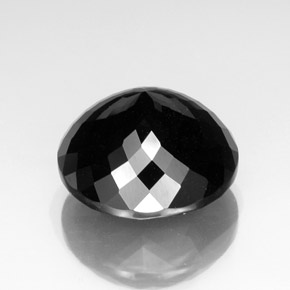Turmalina preto natural 36,83ct, corte redondo, opaco