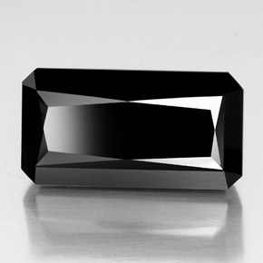 Turmalina preto natural 38,90ct, corte esmeralda, opaco