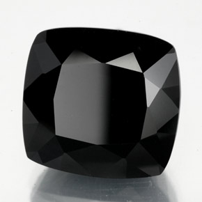 Turmalina preto natural 11,81ct, almofada cortada, opaco