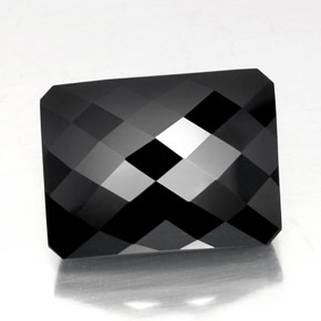 Turmalina preto natural 31,26ct, corte esmeralda, opaco