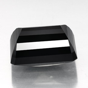 Turmalina preto natural 31,26ct, corte esmeralda, opaco