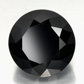 Turmalina preto natural 34,22ct, corte redondo, opaco