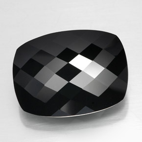 Turmalina preto natural 49,37ct, almofada cortada, opaco