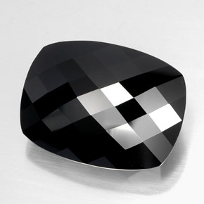 Turmalina preto natural 49,37ct, almofada cortada, opaco