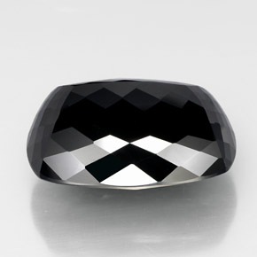Turmalina preto natural 49,37ct, almofada cortada, opaco