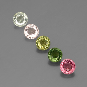 Pedras preciosas de turmalina multicolorido natural de  ct, corte redondo, VVS