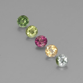 Pedras preciosas de turmalina multicolorido natural de  ct, corte redondo, VS