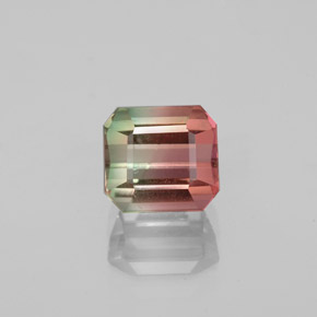 Turmalina bicolor natural 1,50ct, corte esmeralda, VS