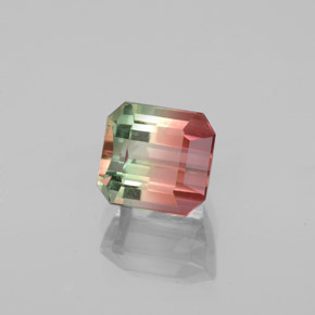 Turmalina bicolor natural 1,50ct, corte esmeralda, VS