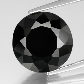 Turmalina preto natural 7,35ct, corte redondo, opaco