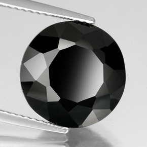 Turmalina preto natural 7,35ct, corte redondo, opaco