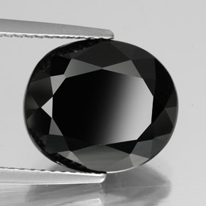 Turmalina preto natural 6,33ct, corte oval, opaco