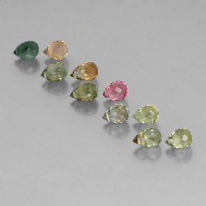 Pedras preciosas de turmalina multicolorido natural de 5,94 ct, briolete, VS-SI