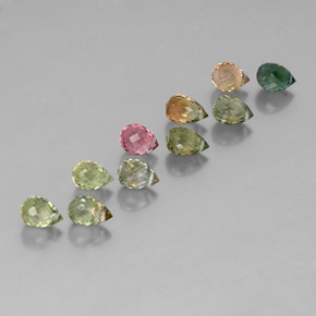 Pedras preciosas de turmalina multicolorido natural de 5,94 ct, briolete, VS-SI