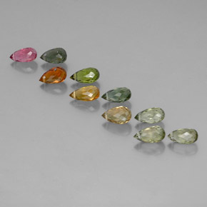 Pedras preciosas de turmalina multicolorido natural de 6,94 ct, briolete, VS-SI