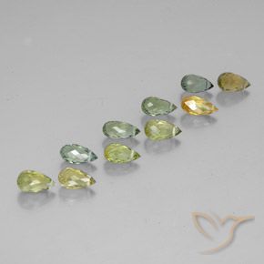 Pedras preciosas de Turmalina Multicolorido natural de 5.85 ct, Briolette, VS-SI