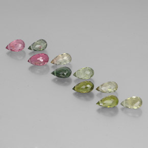 Pedras preciosas de turmalina multicolorido natural de 7,04 ct, briolete, VS-SI