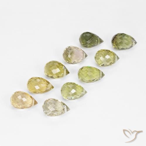Pedras preciosas de Turmalina Multicolorido natural de 6.53 ct, Briolette, VS-SI