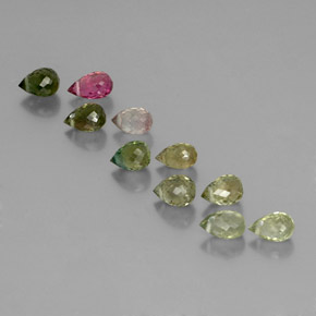 Pedras preciosas de turmalina multicolorido natural de 3,71 ct, briolete, VS-SI