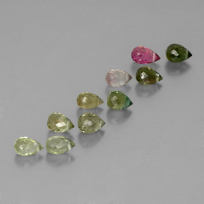 Pedras preciosas de turmalina multicolorido natural de 3,71 ct, briolete, VS-SI