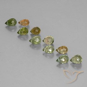 Pedras preciosas de Turmalina Multicolorido natural de 4.37 ct, Briolette, VS-SI