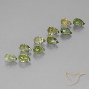 Pedras preciosas de Turmalina Verde amarelado claro natural de 4.57 ct, Briolette, VS-SI