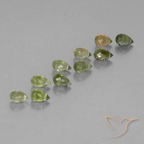Pedras preciosas de Turmalina Verde amarelado claro natural de 4.65 ct, Briolette, VS-SI