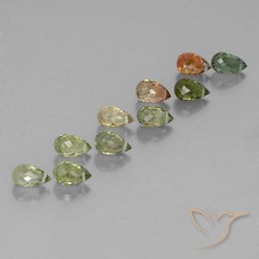 Pedras preciosas de Turmalina Multicolorido natural de 5.76 ct, Briolette, VS-SI