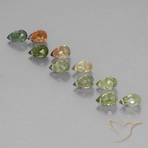 Pedras preciosas de Turmalina Multicolorido natural de 5.76 ct, Briolette, VS-SI