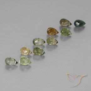Pedras preciosas de Turmalina Multicolorido natural de 6.36 ct, Briolette, VS-SI