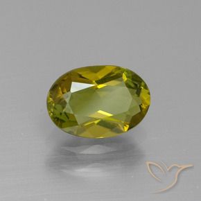 Turmalina verde amarelado natural 1,10ct, corte oval, VS