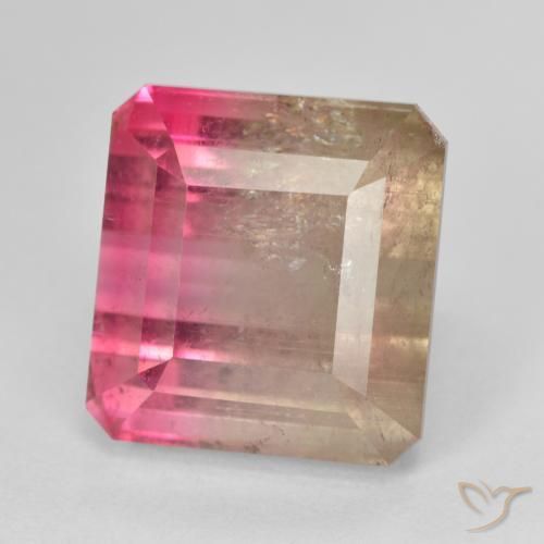 Turmalina bicolor solta de 13,13 ct, corte octógono de 12,3 x 11,5 mm de Moçambique, Photo A