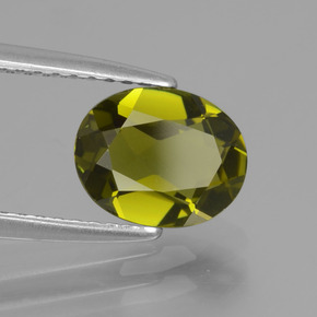 Turmalina Verde amarelado Natural 1,27ct, Corte Oval, VVS