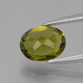 Turmalina Verde amarelado Natural 1,27ct, Corte Oval, VVS