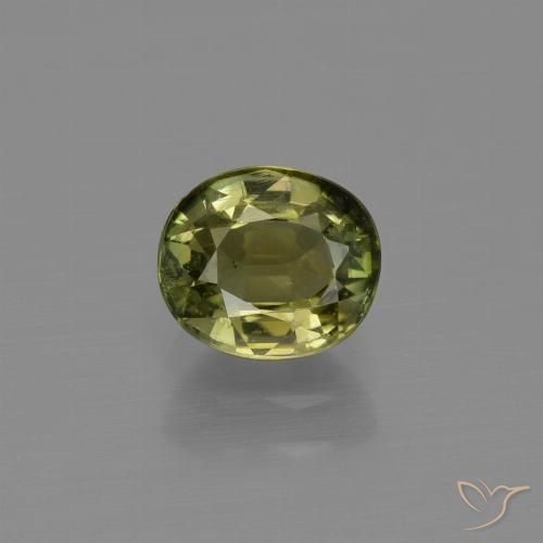 Turmalina marrom dourado esverdeado natural 1,06ct, corte oval, VS