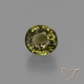 Turmalina Verde acastanhado Natural 1.09ct, oval, VS
