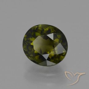 Turmalina Verde acastanhado Natural 1.30ct, oval, VVS-VS